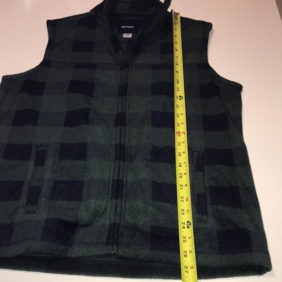Basic Editions Vest Soft Fleece Green & Black Plaid Has Pockets Size Small - Picture 7 of 10